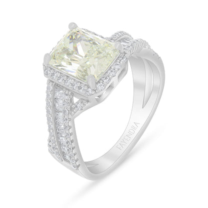 Sterling Silver 925 Ring Rhodium Plated Embedded With Diamond Zircon And White Zircon