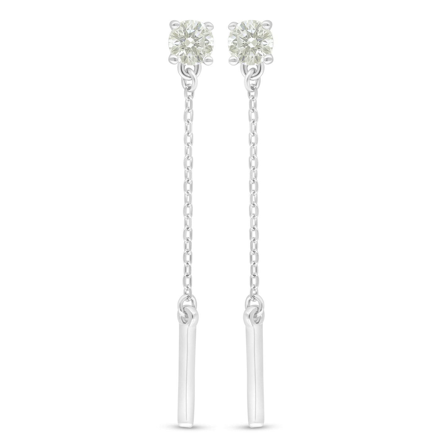 Sterling Silver 925 Earring Rhodium Plated Embedded With Yellow Diamond