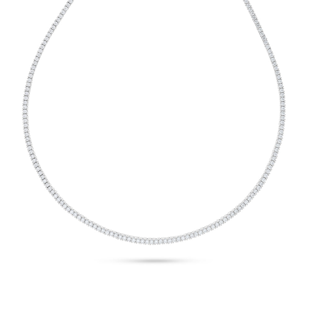 Sterling Silver 925 Necklace Rhodium Plated Embedded With White Zircon
