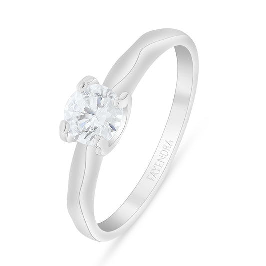 Sterling Silver 925 Ring Rhodium Plated Embedded With White Zircon