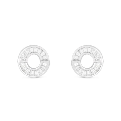 Sterling Silver 925 Earring Rhodium Plated Embedded With White Zircon