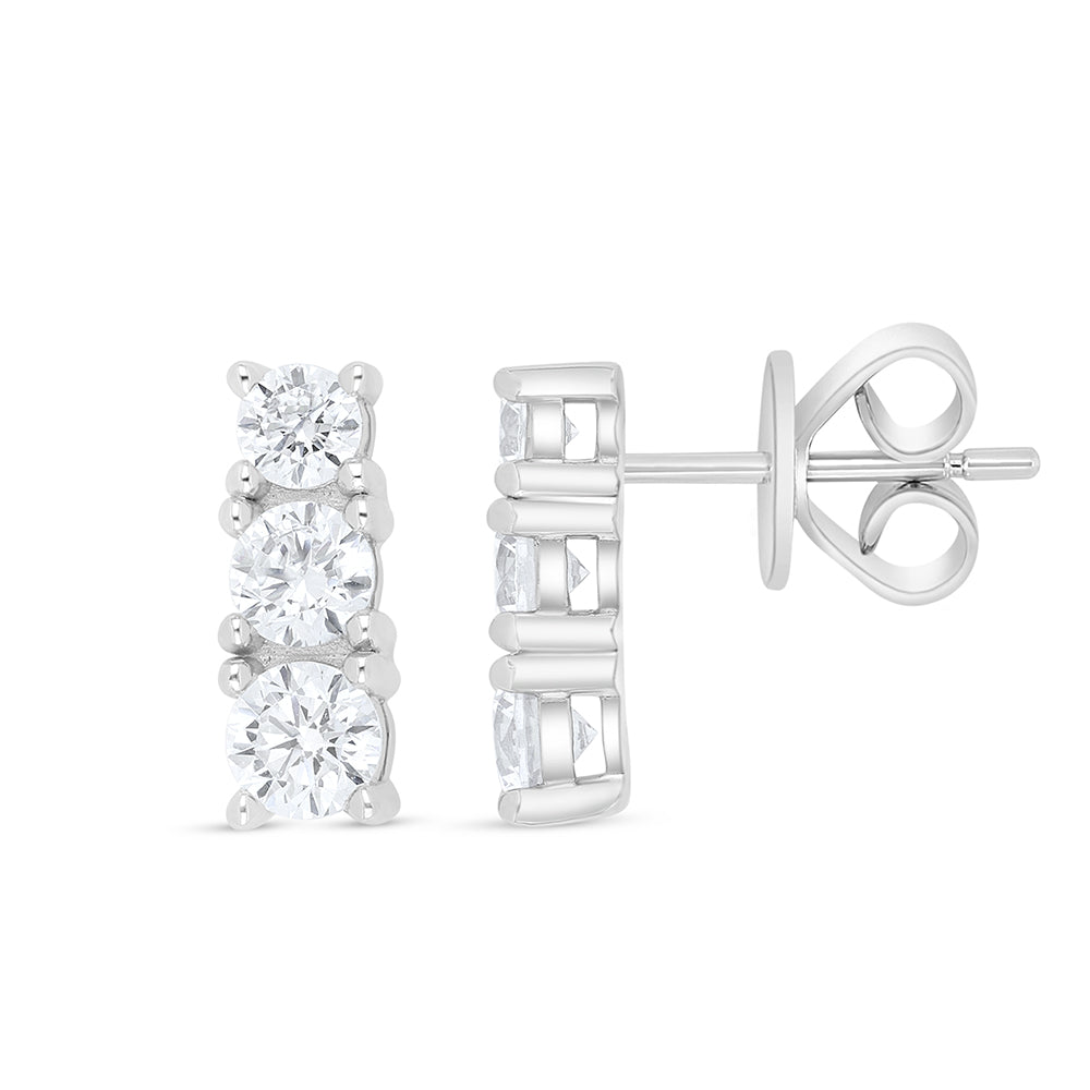 اقراط من الفضة الخالصة عيار 925 مطلية روديوم مرصعة فص ابيض