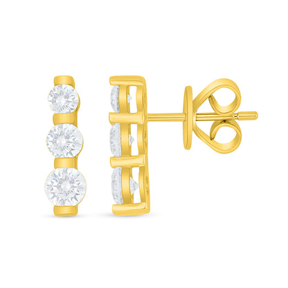Sterling Silver 925 Earring Golden Plated Embedded With White Zircon