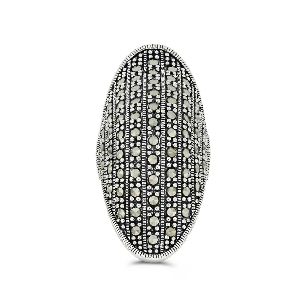 Sterling Silver 925 Ring Embedded With Marcasite Stones