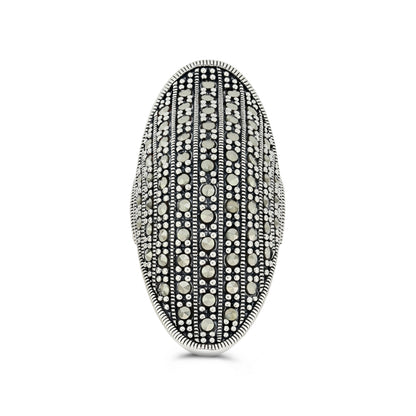 Sterling Silver 925 Ring Embedded With Marcasite Stones
