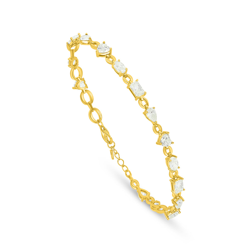 اسورة من الفضة الخالصة عيار 925 مطلية ذهبي مرصعة بالزركون الكناري الالماسي