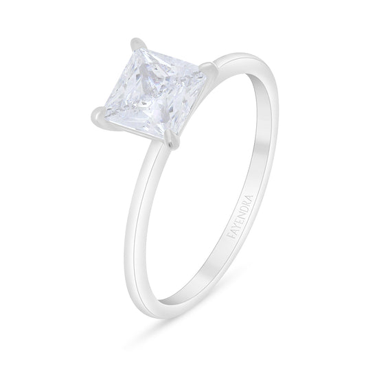 Sterling Silver 925 Ring Rhodium Plated Embedded With White Zircon