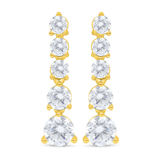 Sterling Silver 925 Earring Golden Plated Embedded With White Zircon