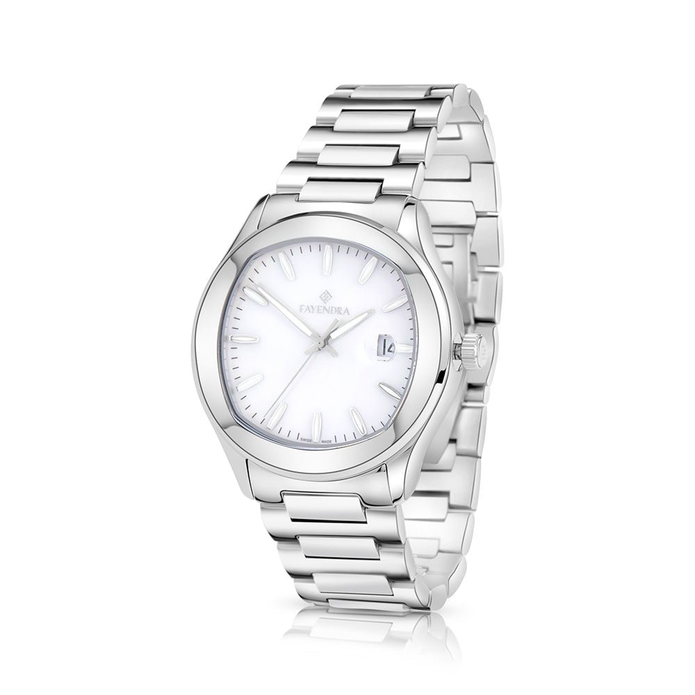 Stainless Steel 316L Watch Silver Color For Men - WHITE MOP DIAL