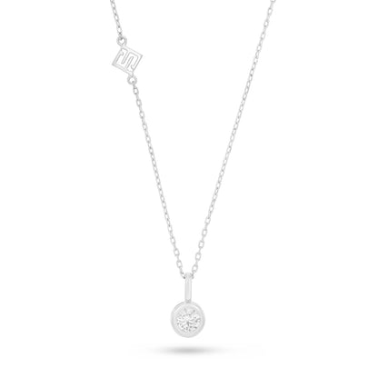 Sterling Silver 925 Necklace Rhodium Plated Embedded With White Zircon