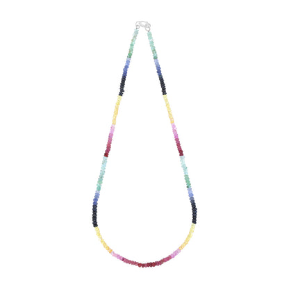 Necklace of Natural Stones Sapphire , Emerald, and Ruby Elegantly finished with a Sterling Silver 925 clasp