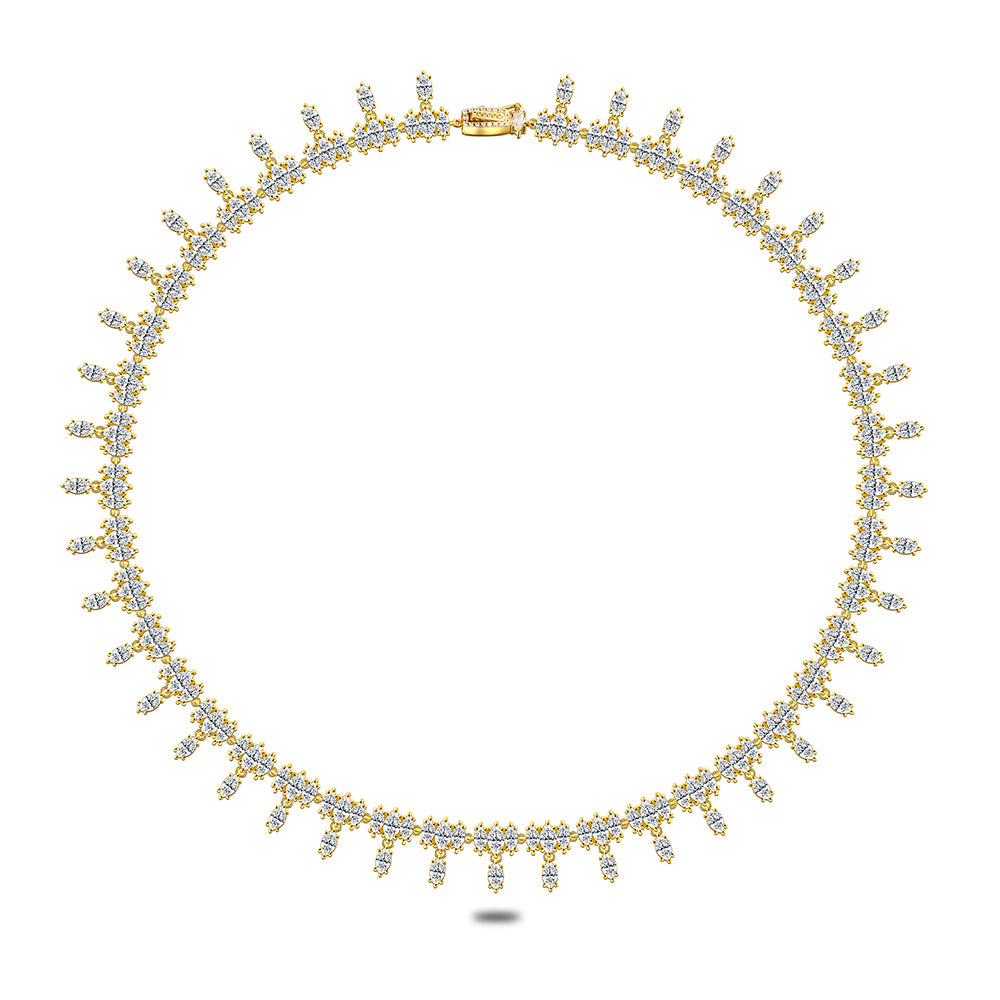 طقم من الفضة الخالصة عيار 925 مطلي ذهبي مرصع فص ابيض