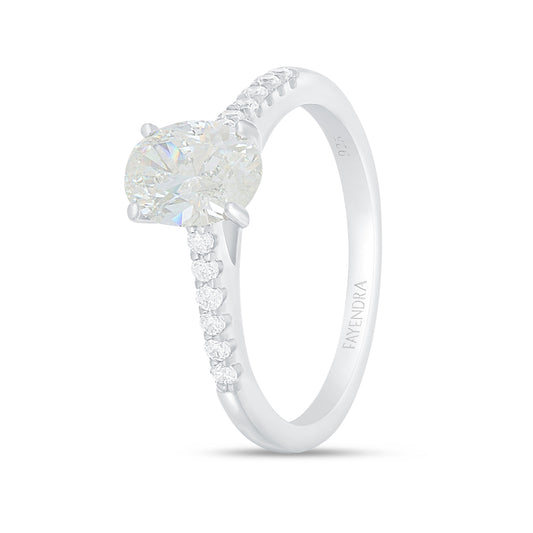 Sterling Silver 925 Ring Rhodium Plated Embedded With Diamond Zircon And White Zircon