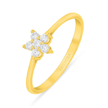 Sterling Silver 925 Ring Golden Plated Embedded With White Zircon