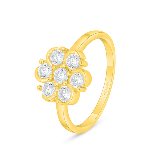 Sterling Silver 925 Ring Golden Plated Embedded With White Zircon