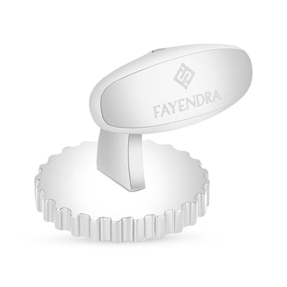 كبك ستانلس ستيل لون فضي و احجار عقيق اسود طبيعي عيار L316