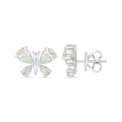 Sterling Silver 925 Earring Rhodium Plated Embedded With Diamond Zircon And White Zircon