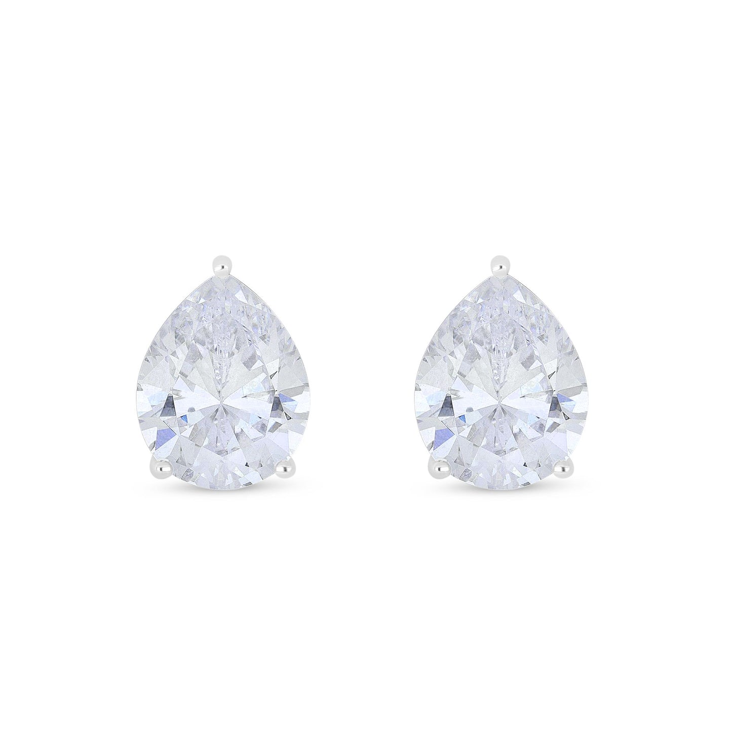 Sterling Silver 925 Earring Rhodium Plated Embedded With White Zircon
