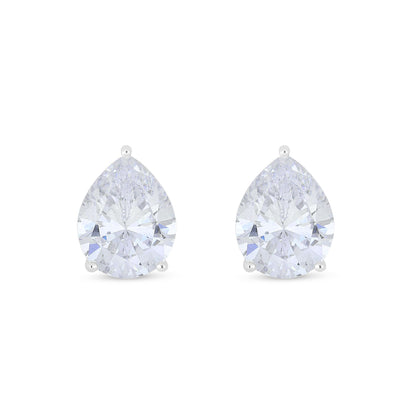 Sterling Silver 925 Earring Rhodium Plated Embedded With White Zircon