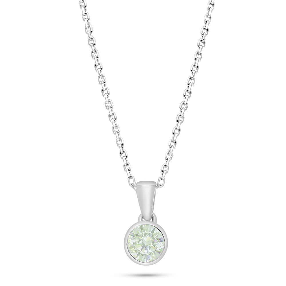 Sterling Silver 925 Necklace Rhodium Plated Embedded With Diamond Zircon