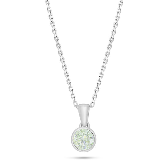 Sterling Silver 925 Necklace Rhodium Plated Embedded With Diamond Zircon