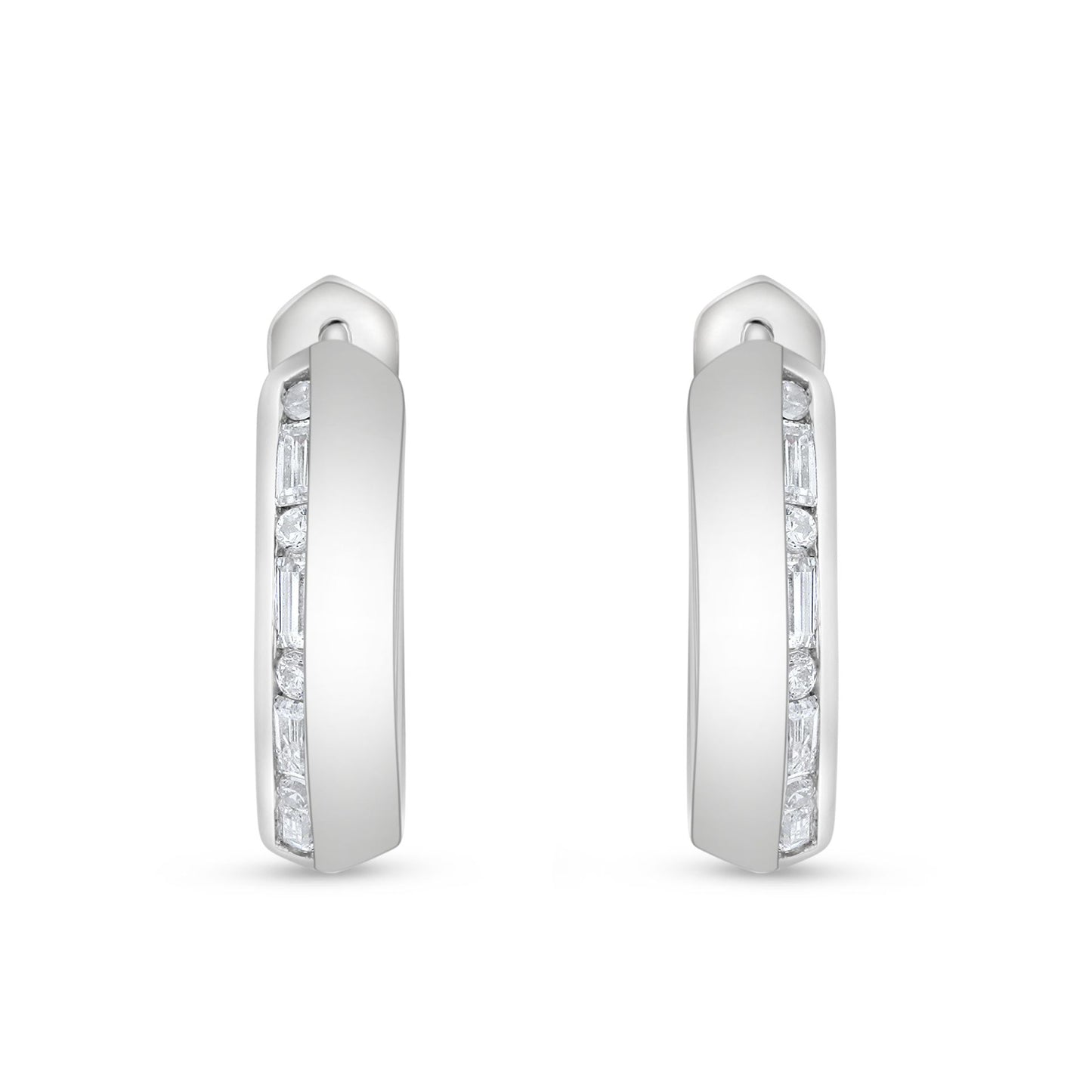 Sterling Silver 925 Earring Rhodium Plated Embedded With White Zircon