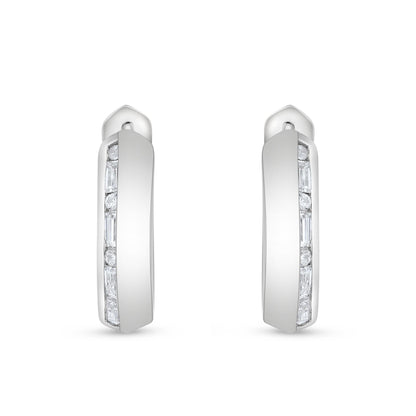 Sterling Silver 925 Earring Rhodium Plated Embedded With White Zircon