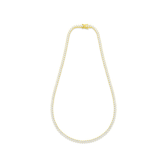 Sterling Silver 925 Necklace Golden Plated Embedded With White Zircon