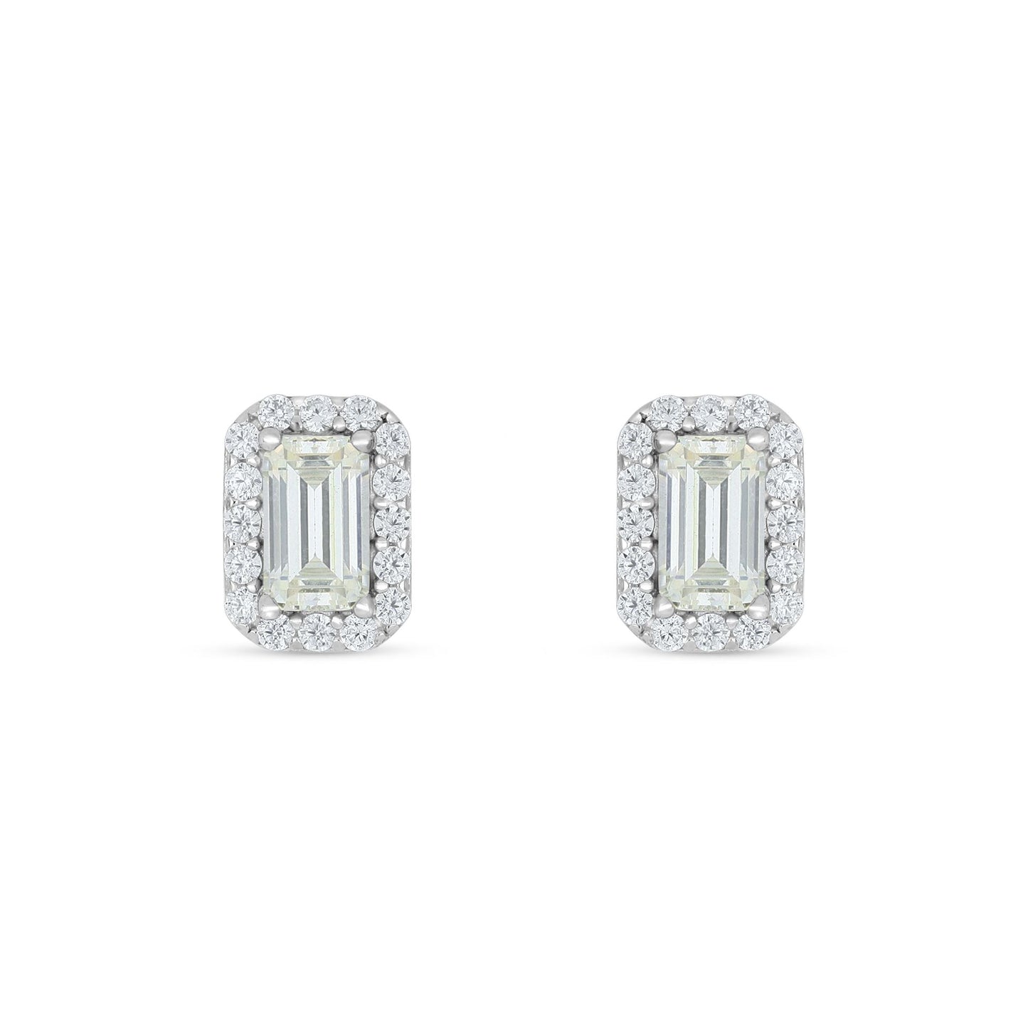 Sterling Silver 925 Earring Rhodium Plated Embedded With Diamond Zircon And White Zircon