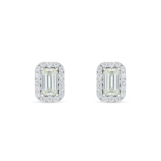 Sterling Silver 925 Earring Rhodium Plated Embedded With Diamond Zircon And White Zircon