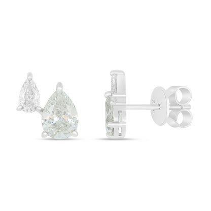 Sterling Silver 925 Earring Rhodium Plated Embedded With Diamond Zircon And White Zircon