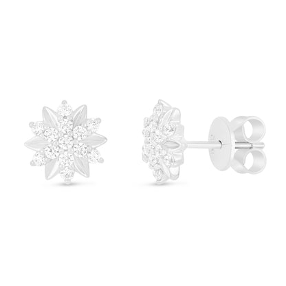 Sterling Silver 925 Earring Rhodium Plated Embedded With White Zircon