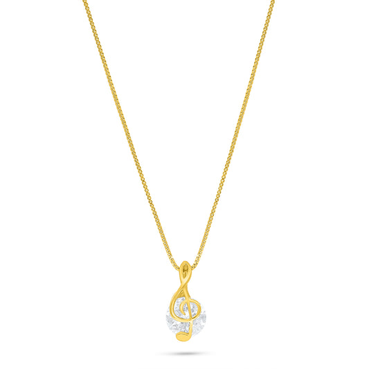 Sterling Silver 925 Necklace Golden Plated Embedded With White Zircon