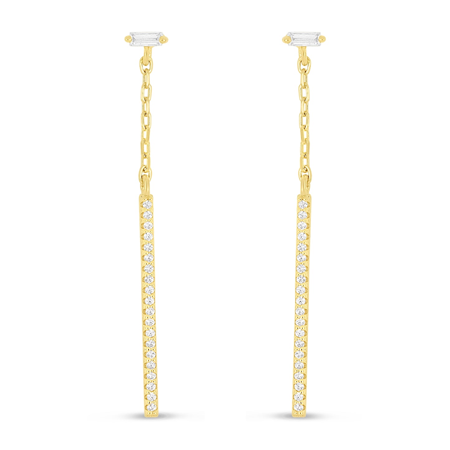 Sterling Silver 925 Earring Golden Plated Embedded With White Zircon
