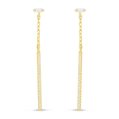 Sterling Silver 925 Earring Golden Plated Embedded With White Zircon