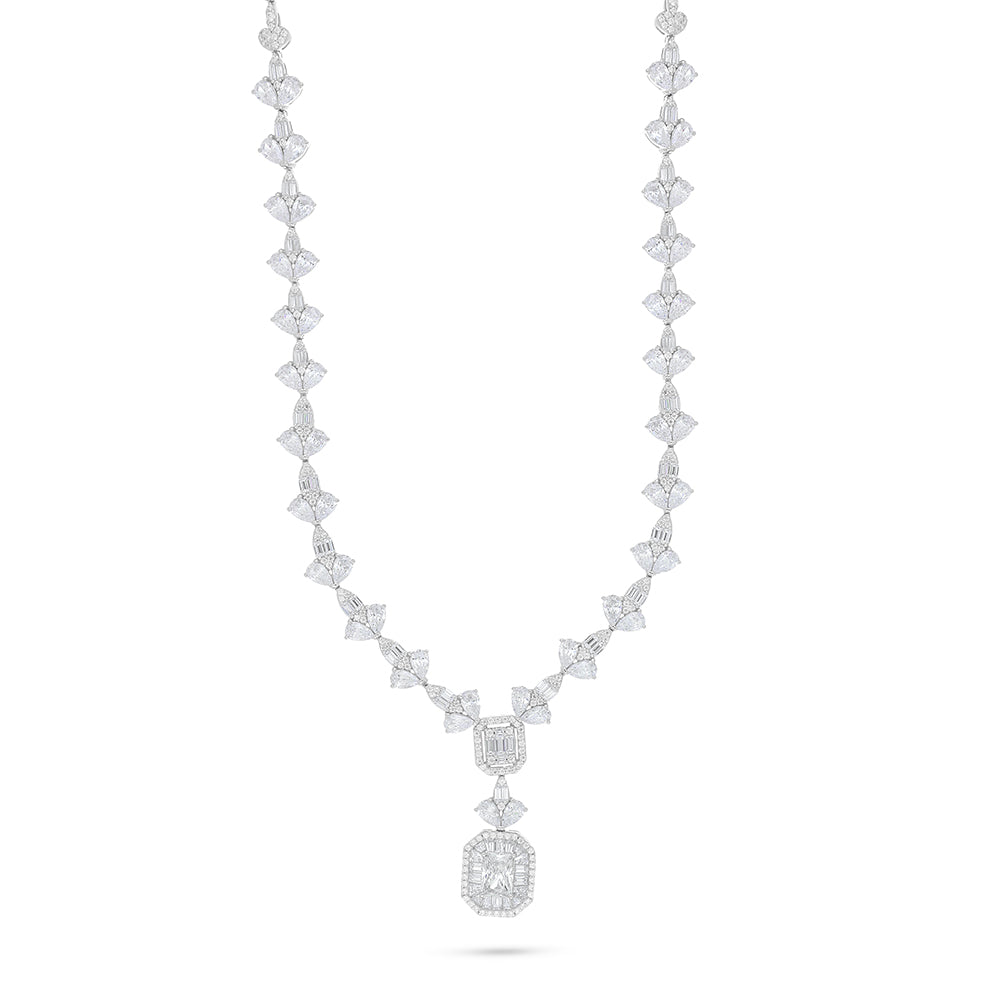 Sterling Silver 925 Set Rhodium Plated Embedded With White Zircon