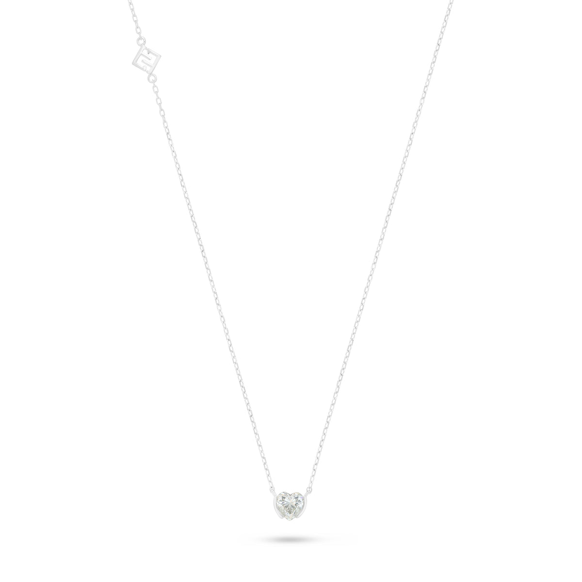 Sterling Silver 925 Necklace Rhodium Plated Embedded With Diamond Zircon