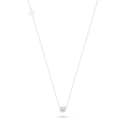 Sterling Silver 925 Necklace Rhodium Plated Embedded With Diamond Zircon
