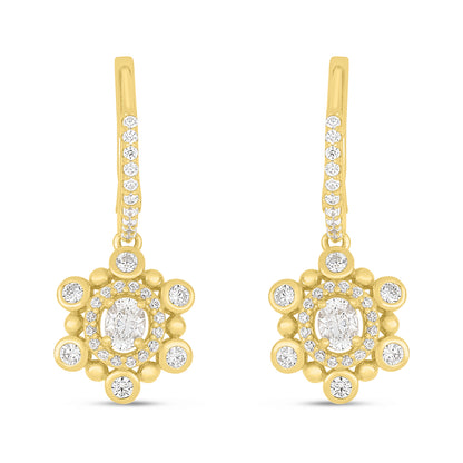 Sterling Silver 925 Earring Golden Plated Embedded With White Zircon
