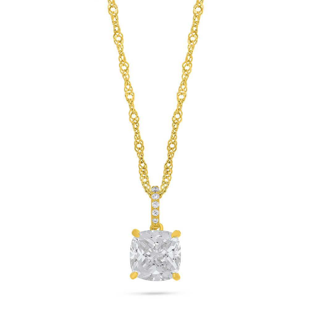 Sterling Silver 925 Necklace Golden Plated Embedded With White Zircon