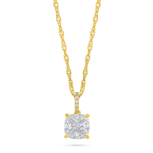Sterling Silver 925 Necklace Golden Plated Embedded With White Zircon