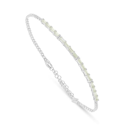 Sterling Silver 925 Bracelet Rhodium Plated Embedded With Diamond Zircon