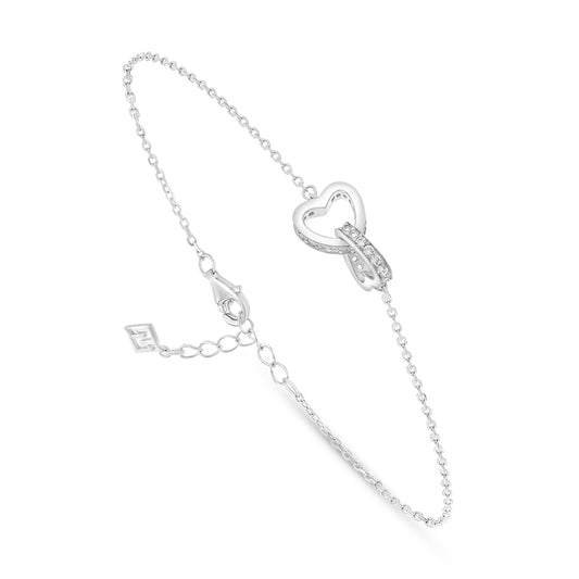 Sterling Silver 925 Bracelet Rhodium Plated Embedded With White Zircon