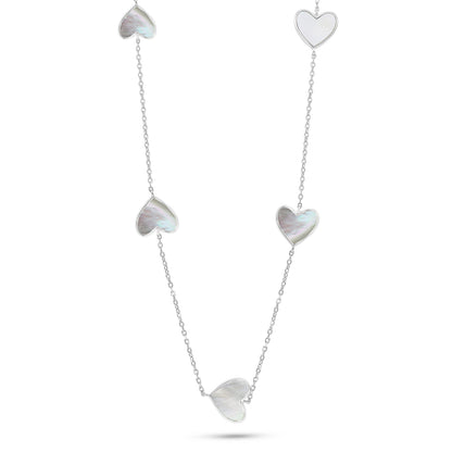 Sterling Silver 925 Necklace Rhodium Plated Embedded With white Shell