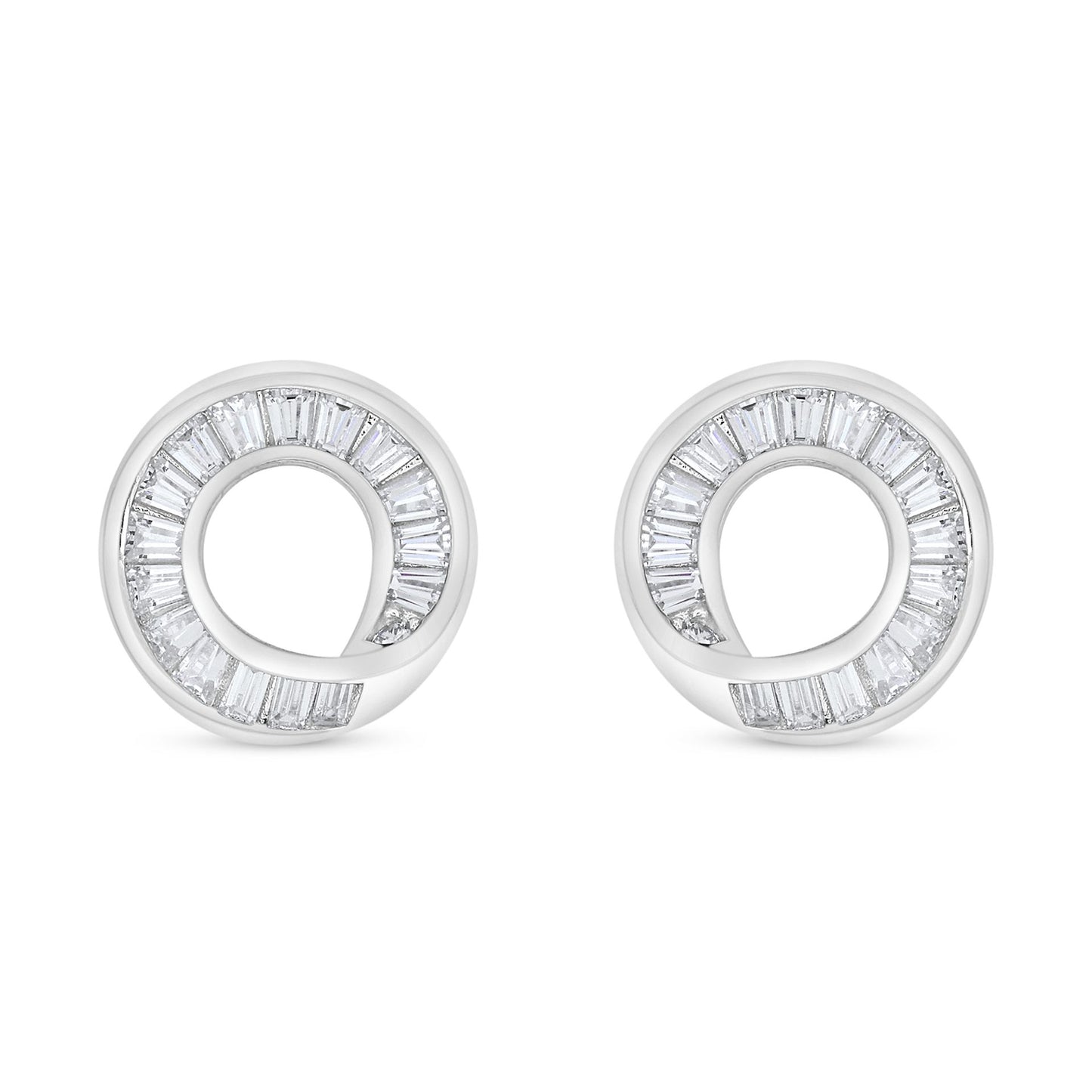 Sterling Silver 925 Earring Rhodium Plated Embedded With White Zircon