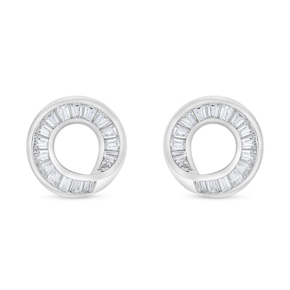 Sterling Silver 925 Earring Rhodium Plated Embedded With White Zircon