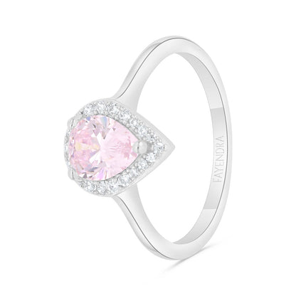 Sterling Silver 925 SET Rhodium Plated Embedded With pink  Zircon And White Zircon