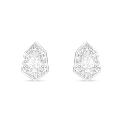 Sterling Silver 925 Earring Rhodium Plated Embedded With White Zircon