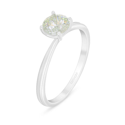 Sterling Silver 925 Ring Rhodium Plated Embedded With Diamond Zircon