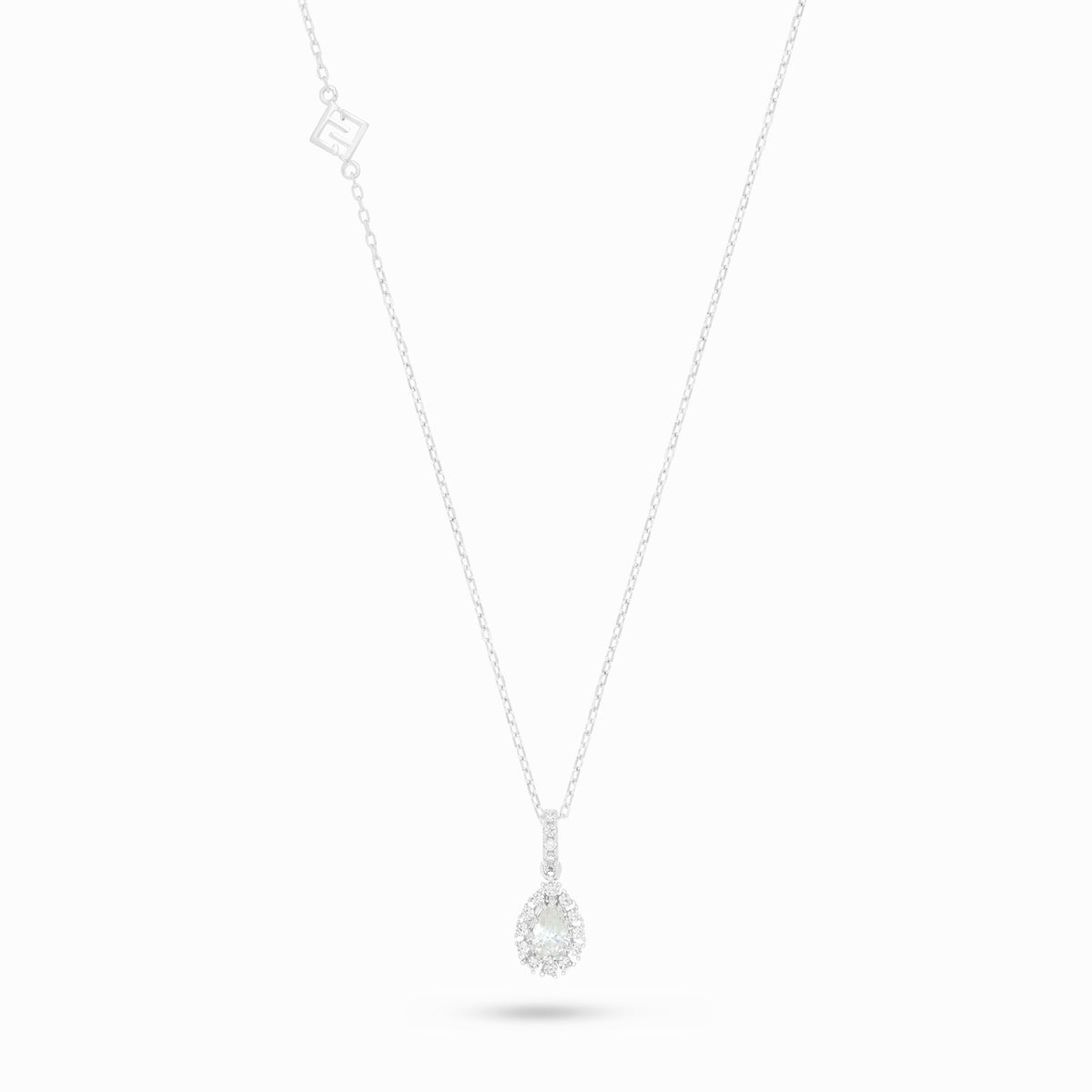 Sterling Silver 925 Necklace Rhodium Plated Embedded With Diamond Zircon And White Zircon
